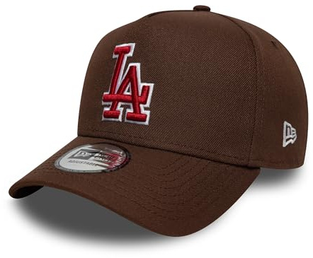 New Era Gorra de béisbol 9Forty E Frame Outline Script MLB Los Angeles Dodgers para adultos, color marrón
