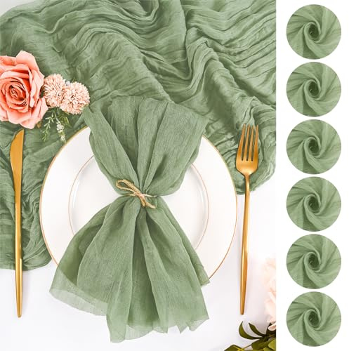 24 Stück Salbeigrün Käsetuchservietten, 50 x 50 cm Stoffservietten, große rustikale Boho-Gaze-Dinner-Serviette, waschbare Tischserviette für Hochzeit, Party, Brautparty, Babyparty, Tischdekoration