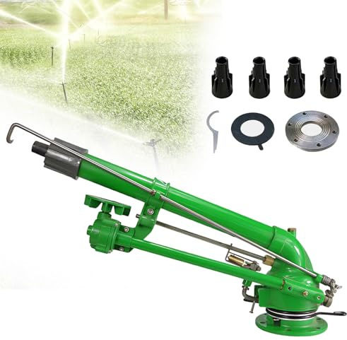 Spruzzatore di acqua di impatto di impulso, spruzzatore di asta di vortice della turbina da 2 pollici, spruzzo di irrigazione dell'azienda agricola, con ugello di ricambio, connessione a flangia, per