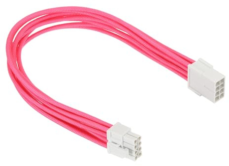 PATIKIL PCIe Cable 8 Pin Male to 8 Pin (6+2) Male 18AWG 300mm/12 Inch Long, 1Pcs GPU Power Supply PCI Express Power Adapter Cable for Graphics Card, White Pink