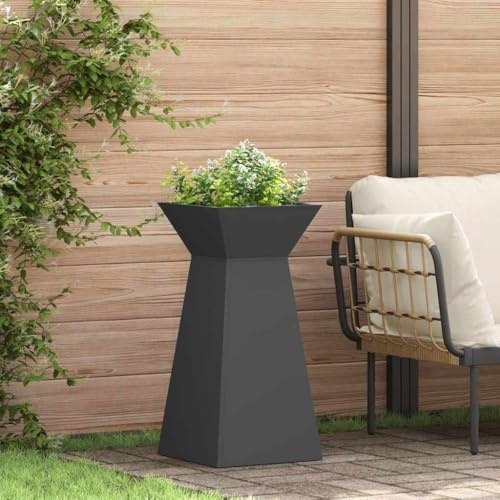 Fioriera rialzata per gabbioni, 2 pezzi, nero, 35 x 35 x 73 cm, in acciaio, per giardino, terrazza, ristorante, commerciale