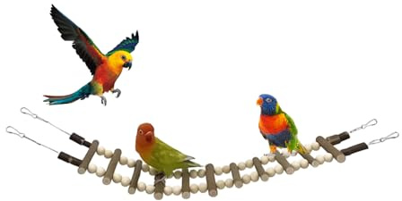 Escalera de Jaula de Aves - con Puente De Escalada con Ganchos,Juguetes Trepadores de Jaula de Aves - Cacatúa, Hámster, Hurón, Agapornis, Conuro, Guacamayos, Ardilla Y Animales Pequeños