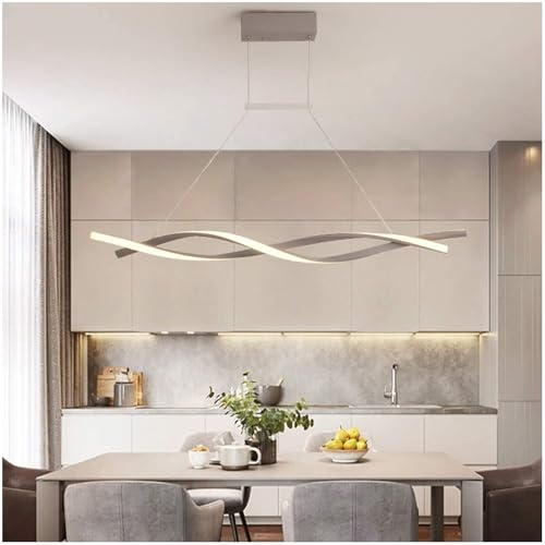 DVTFRUI Lampada A Sospensione LED, Telecomando Luce Pendente, 100cm | lampadario per tavolo lungo a soffitto, led sospensione dimmerabile, Moderno Creativo Spirale Design Lampadario