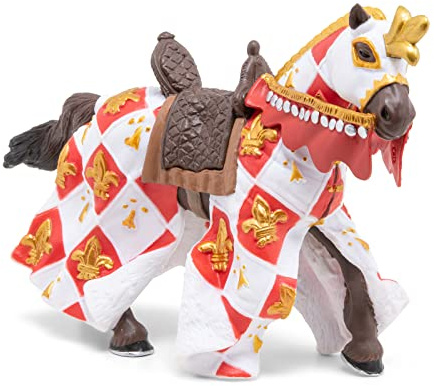 Papo - Figurine Cheval Blanc Fleur De Lys Réaliste - 3 Ans + - Collection Fantastique & Médiéval - Jeu Créatif Univers Chevaliers - Idée Cadeau Jouet Fille Garçon