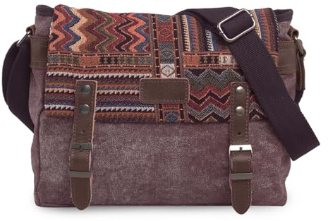 FANDARE Retro Bolso de Hombro Hombres/Mujeres Negocio Cambiar Crossbody Bolsa al Aire Libre Viaje Camping Gran Capacidad Bolsa de Mensajero Transpirable Lona, marrón, Large, Mochila de Ocio