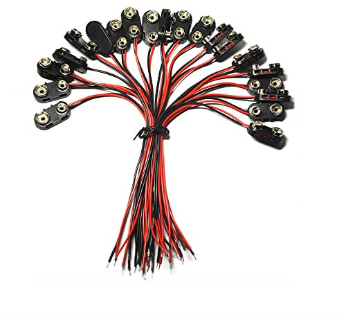 9 V Batterie-Schnappverbinder, Batterie-Clips, Schnalle, Kunststoffgehäuse, I-Typ (20 Stück)