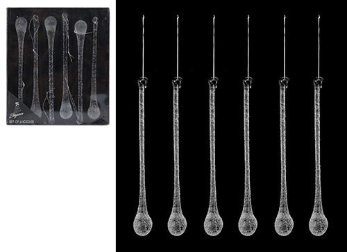 Toyland® Pack Of 6-15cm Glass Frosted Icicle Droplets - Glass Christmas Tree Decorations