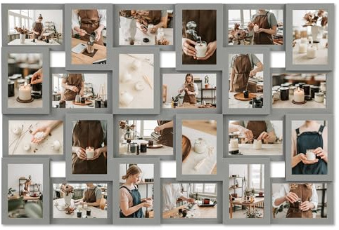 HELLO LAURA 4×6 Collage Picture Frames,24 Opening Photo Collage Frame for Wall Decor,Multi Family Photo for Gallery Decor, Hanging Display - Grey
