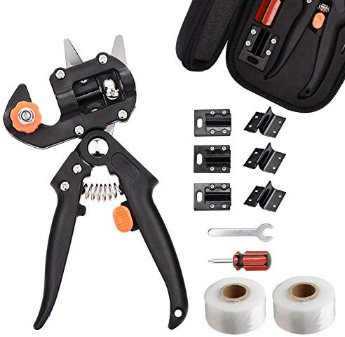 Yolando 2-in-1 Garten Obstbaum Pfropfschere, Veredelungsschere Ratschenschere Set, Professionelle Einhand Pfropfen Schneidwerkzeug für Garten Blumen Baum Pflanzenzweige, Garden Grafting Tool