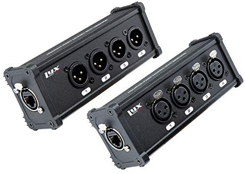 LyxPro 4-Kanal 3-Pin Multi Netzwerk XLR Kabel Breakout für Bühnen-Tonbeleuchtung und Aufnahmestudio-Stecker und Buchse auf RJ45 Ethercon | 4-K-XLR-Breakout-Boxen mit Stecker und Buchse tragen symmetrische Analog-, AES- oder DMX-Kabel über ein Cat6-Kabel bis zu