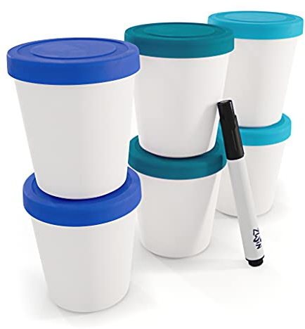 Zwin® 6er-Set Mini-Eiscreme-Gefrierbehälter mit Silikondeckel, Ideal für die Lagerung von Eiscreme, Babynahrung oder als Meal Prep Behälter - BPA frei