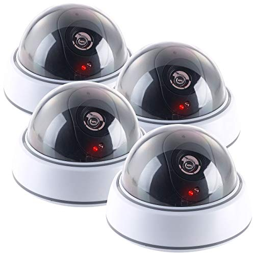 VisorTech Kamera Dummy: 4er-Set Dome-Überwachungskamera-Attrappen, durchsichtiger Kuppel, LED (Attrappe Kamera, Dummy Überwachungskamera außen, Überwachungskameras)