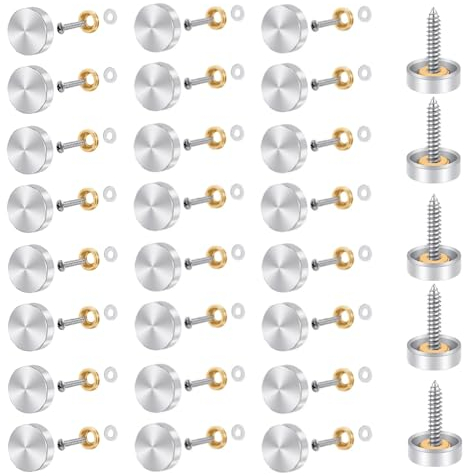 Ziyofinn 40Pcs Mirror Screws Mirror Screws with Decorative Cap Cover Nails for Mirror Tables Bath Plates Wardrobes Glass Signs Stainless Steel Mirror Nails Brass Chrome Mirror Nails