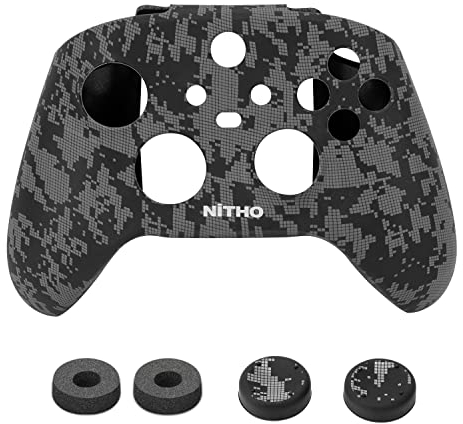 NiTHO Gaming Kit pour Manettes Xbox Series X/S, Housse en Silicone Anti-Sueur pour Éviter les Rayures, Jeu de 2 Boutons de Contrôle de Jeu, 2 Anneaux de Précision Analogiques - Camo