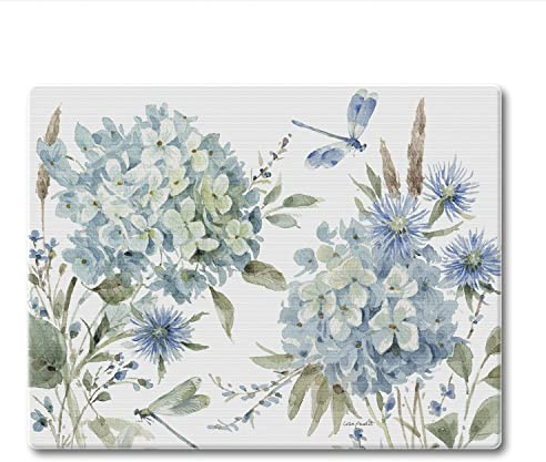 CounterArt Bohemian Blue 3mm Tempered Glass Cutting Board 10” x 8” Manufactured in the USA Serving Board Cheese Board Bar Board Dishwasher Safe