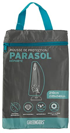 GREENGERS - Housses pour parasols de jardin - Housse de protection parasol déporté - Dimensions : Diam. 25/40 x 210cm - Imperméable et résistante aux UV (revêtement 210D) - Coloris : Gris