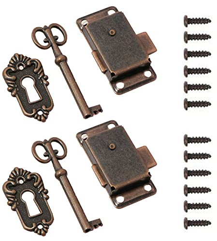 Vintage Schrankschloss, 2 Set Schubladenschloss mit Schlüssel Antik Kleine Box Schrank Tür Schlösser Möbel