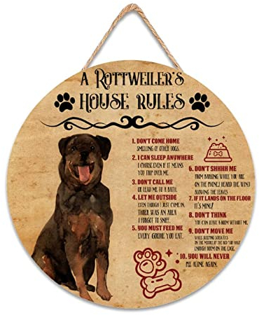 CustonCares My Dog Rules Schild Willkommen Haustürschild Hund Mutter Geschenk für Frauen Türdekoration Bauernhaus Haustür Kranz Einweihungsgeschenke 30,5 x 30,5 cm rund