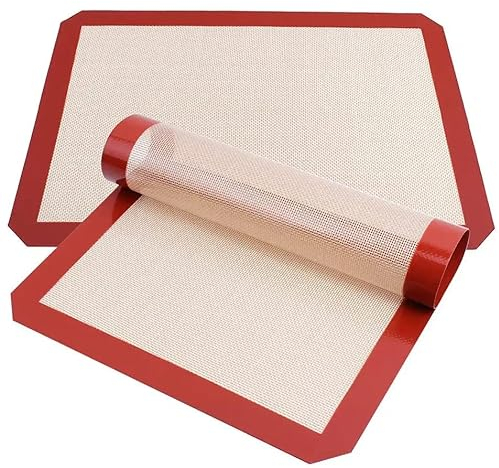 Silikon Backmatte(3er Sets),Antihaftbeschichtete und Wiederverwendbare Silikonbackmatten, Silikonmatte Backunterlage Teigmatte Backofen Dauerbackmatte Backmatten for Brot/Macarons/Kuchen/Pizza