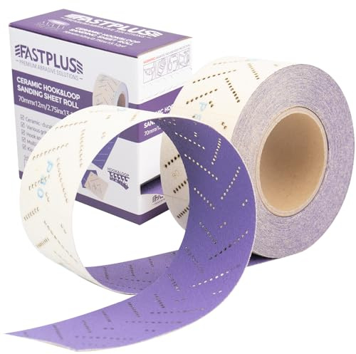 Clean - Rollo de papel de lija Purple Clean 70 mm x 12 m, rollo de hoja de lija rectangular rasgado a mano para quitar revestimientos, lijado de coche, grano 600