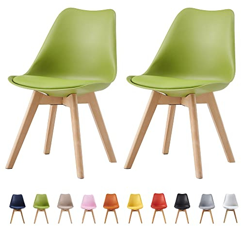 mcc direct Esszimmerstühle im 2er Set, Küchenstühle, Bürostühle, Designer Schalenstuhl, Eva (Grün)