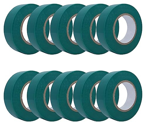 CHAWLA Cinta aislante de PVC autoadhesiva, 18 mm x 20 m, para aislar, reparar y proteger cables eléctricos, 10 rollos (verde)