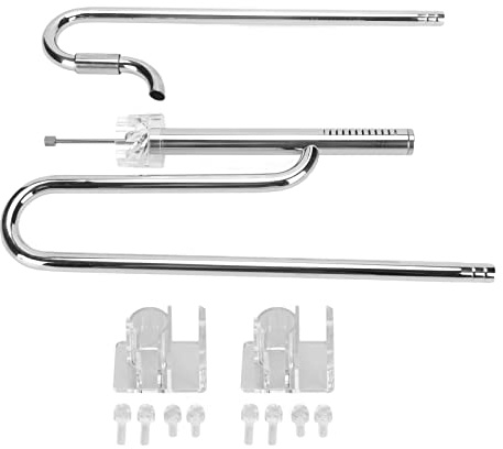 Lily Pipe Kit Tubo di Afflusso e Deflusso, Set di Tubi di Afflusso e Deflusso dello Skimmer di Superficie in Acciaio Inossidabile 304 con 2 Supporti in Acrilico, Tubo del Filtro(16 mm/0,63 pollici)
