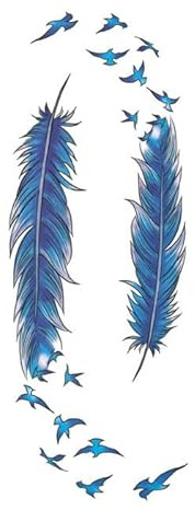 Temporäre Tattoos Aufkleber Falsche Tätowierung 2 Stück Feder-Vogel-Tattoo-Aufkleber, Wasserfest, Feminines Blumen-Arm-Tattoo Zum Abdecken Von Narben