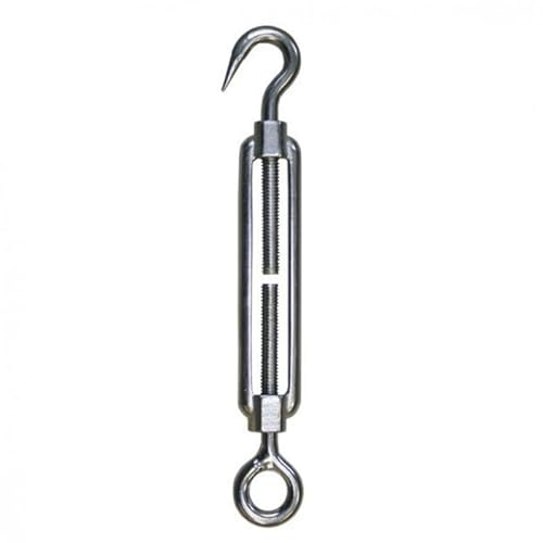 Spannschloss mit Haken - Öse, Größe M10 Edelstahl V4A Spannschloß Seilspanner verstellbar Seil Spanner Edelstahlseil Drahtseile Stahlseil Geländerseil Rankhilfe VA A4 AISI316 AISI 316