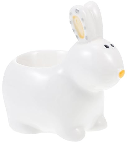 PRETYZOOM Ceramic Egg Holder Cartoon Rabbit Boiled Egg Tray Delicate Adorable Decor Breakfast Cup for Kitchen Display