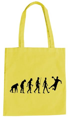 Evolution Handball Baumwolltasche - Handballer Handballspiel Werfen Sprungwurf Gelb
