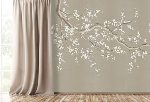 Naturempress Papel Pintado Pared 3D Papel Tapiz 200X140（Ancho X Altura） Flor De Ciruelo Zen Fotomurales 3D Tv Fondo Pared Dormitorio Murales Papel Tapiz Moderno
