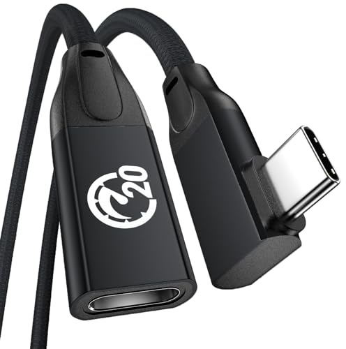 240W USB C Verlängerungs Kabel 0.6M, Winkel USB C Stecker auf Buchse Kabel | 4K Video 20Gbps PD Fast Charging, Type C Extender, for PSVR2/USBC Hub/MacBook/iPad/iPhone 17 16 15/Magsafe Charger