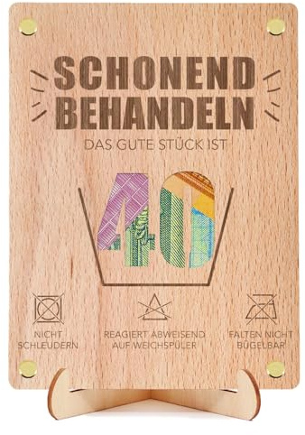 Sugeru Geldgeschenke Geburtstag Holz Geburtstagskarte, 40. Geburtstag Geldgeschenke Verpackung aus Holz inkl. Ständer, Witzige Konfirmation Geschenk für 40 Geburtstag Mann Frau (40. Geburtstags)