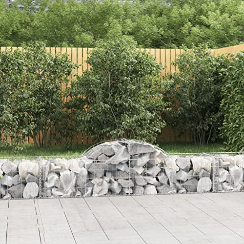 LAPOOH Gabionen mit Hochbogen 4 STK Gabionenkörbe, Gabionen Hochbeet, Steinkorb, Gabionengitter, Drahtkorb Für Pflanzen, Kräuterspirale Für Garten, 200x50x40/60 cm Verzinktes Eisen