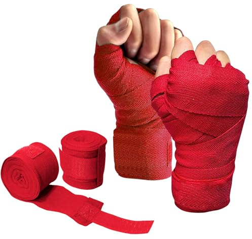 Boxbandage, Boxhandbandagen, Boxhandbandagen, Innenhandschuhe for Boxbandagen mit extra breitem Verschluss, Faust- und Handgelenkschutz for Männer und Frauen(Color:Red)