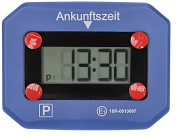 cartrend Digitale Parkuhr fürs Auto, elektronische Parkscheibe mit KBA-Zulassung, automatische Ankunftszeit, mit Display, zuverlässig, inklusive Batterie und 3M Klebepads