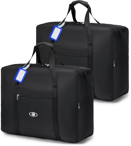 vikbar resväska Easyjet Cabin Bag Duffle Bag handväskor B285-svart-2 st