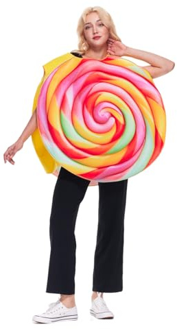 EraSpooky Lollipop Kostüm für Erwachsene Unisex Halloween Regenbogen Süßigkeiten Outfits für Männer und Frauen