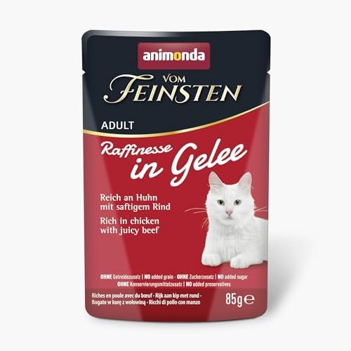 animonda Vom Feinsten Adult Raffinesse Katzenfutter in Gelee mit Huhn und Rind (24 x 85 g), Nassfutter mit Taurin und Vitamin D3, ohne Zusatz von Soja, Zucker und Konservierungsstoffen