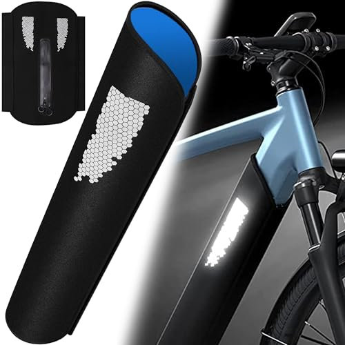 SUQ E-bike Battery Cover, Zipper Suitable for Cars with Cup Holders, Reflective Strip, Anti-Scratch Battery Protection Cover for Frame Battery, Suitable for Tube Circumference from 32cm to 40cm (Blue)