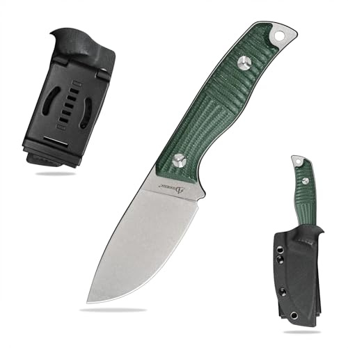 SDOKEDC DC53 Stahl messer Feststehende Klinge Micarta Griff mit Kydex Scheide für Männer Outdoor Camping Survival EDC (Weiß+Grün)