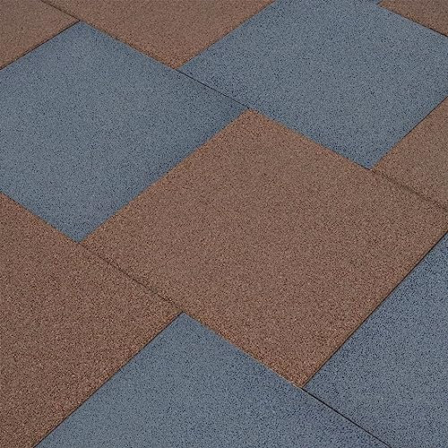 Lot de 24 dalles de protection contre les chutes en caoutchouc Gris 50 x 50 x 3 cm