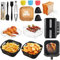 Komicea Heißluftfritteuse Zubehör für Ninja Double Stack XL SL300EU 7.6L, Silikonform Airfryer Zubehör Komplettset–Inkl. Edelstahlgrill, Backpapier, Zange & Silikonhandschuhe, Öl Sprayer Flasche etc