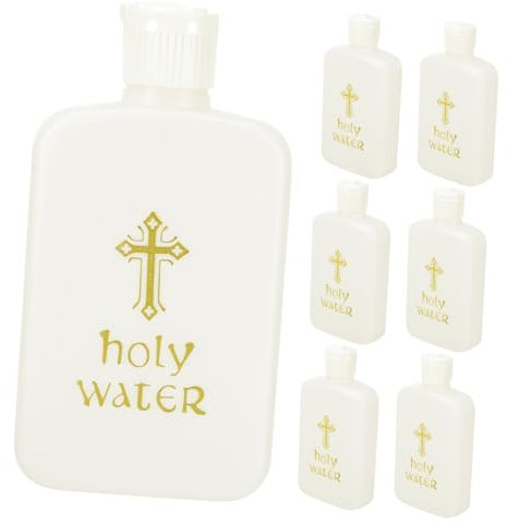 Didiseaon 100ml Holy Water Bottles Plastic 6pcs Golden Holy Water Logo Safety Cap Design Empty Containers for Church Exorcism Baptism Easter