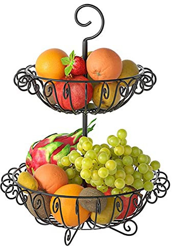 VGVSBG Frutero Cesta de Frutas Estante de Almacenamiento de Alambre 2 neumáticos Organizador de diseño Propio Contenedor de Alimentos extraíble Cocina Estante para Cosas de Frutas y verdu