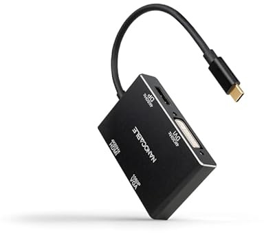 Watio Wave Convertisseur USB C vers hdmi/h-dvi/h-dp/h-vga de 10 cm, compact et polyvalent, idéal pour connecter des appareils avec différents ports