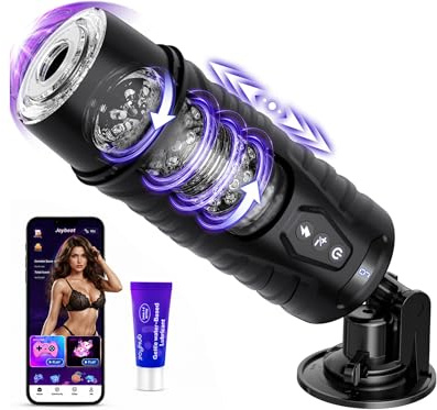 Masturbieren für Männer Handfrei, KI Sex Spielzeug für die Männer mit 7 Teleskop und 7 Rotation, APP Masturbator mit Ein-Klick-Turbo Taschenmuschi LCD Display Sexspielzeug Masturbatoren Vibratorensets