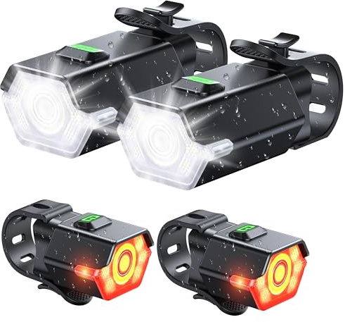 CIRYCASE Bike Lights Front and Back, 3+6 Modes Bicycle Lights with Side Warning Light, Rechargeable & IP65 Waterproof Cycle Light, CyclingLights Headlight and Rear for Road Riding, Easy to Install
