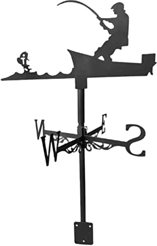 JIPOFAN Girouette en métal, indicateur de Direction du Vent, Montage sur clôture, Outils de Mesure, décorations extérieures, girouette en Fer, pour Grange, pavillon, pêcheur